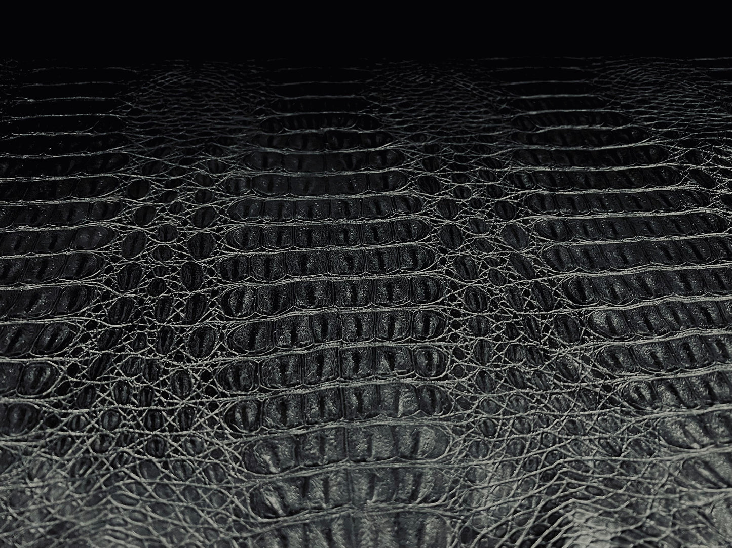 Faux leather fabric, per metre - heavyweight embossed crocodile design - black