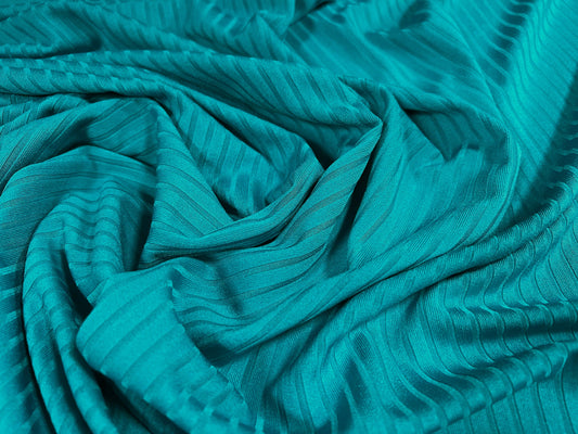 Spandex stretch rib jersey fabric, per metre - plain - peacock green