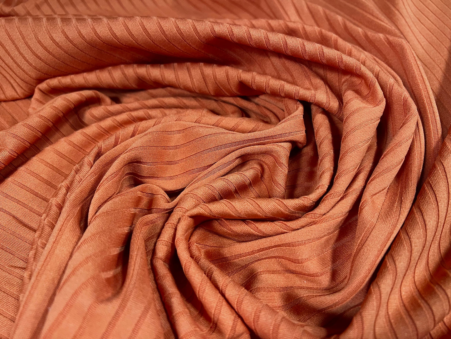 Spandex stretch rib jersey fabric, per metre - plain - pumpkin