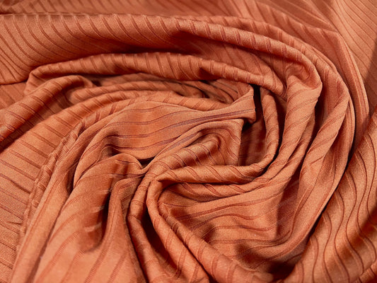 Spandex stretch rib jersey fabric, per metre - plain - pumpkin