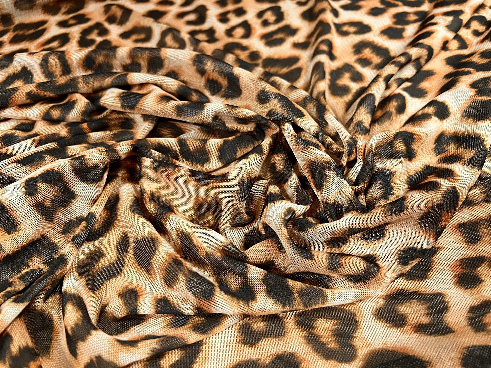 Power mesh net sheer stretch fabric, per metre - leopardskin animal pr –  thefabricmerchant