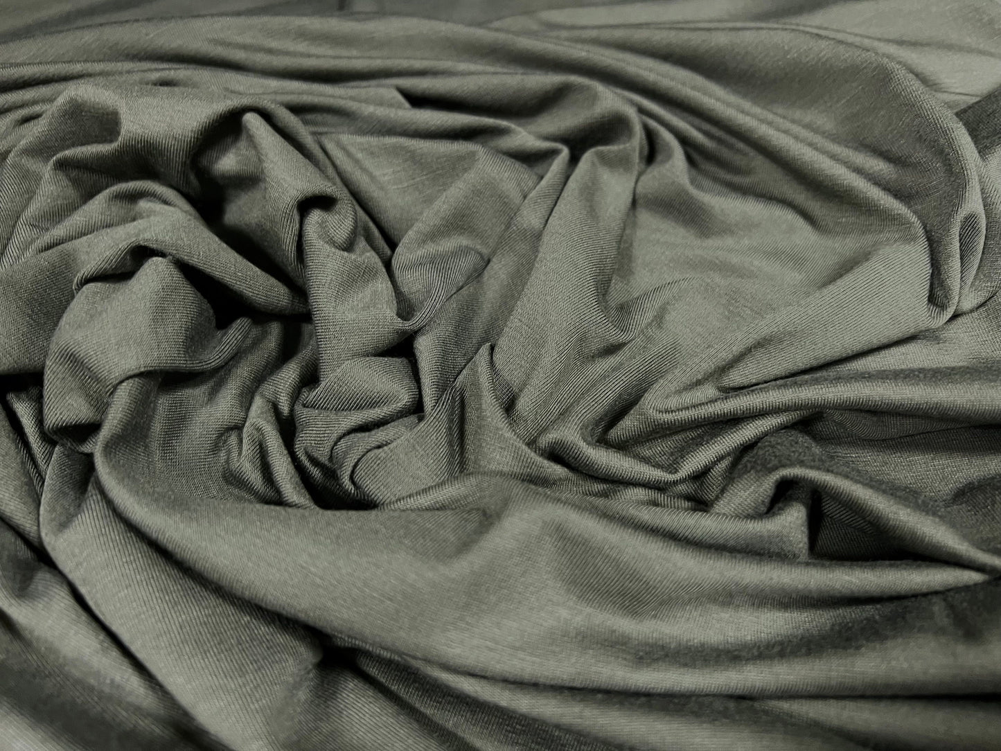 Viscose Spandex stretch single jersey fabric, per metre - plain - dark sage green