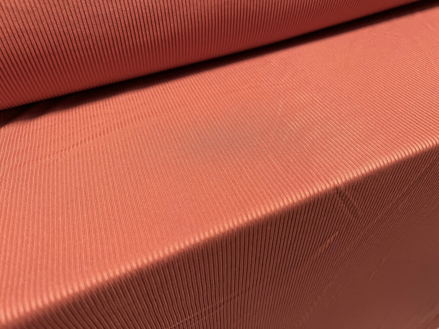 Fine ribbed spandex stretch jersey fabric, per metre - plain - Terracotta