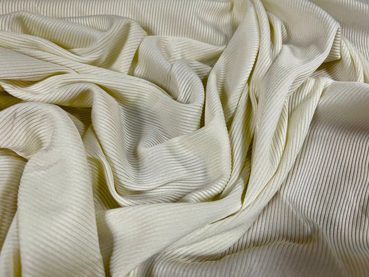 Fine ribbed spandex stretch jersey fabric, per metre - plain - cream