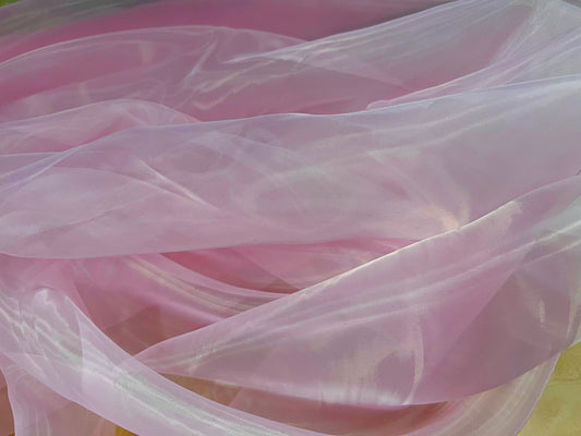 Crystal organza lightweight woven shimmer fabric, per metre - plain - baby pink