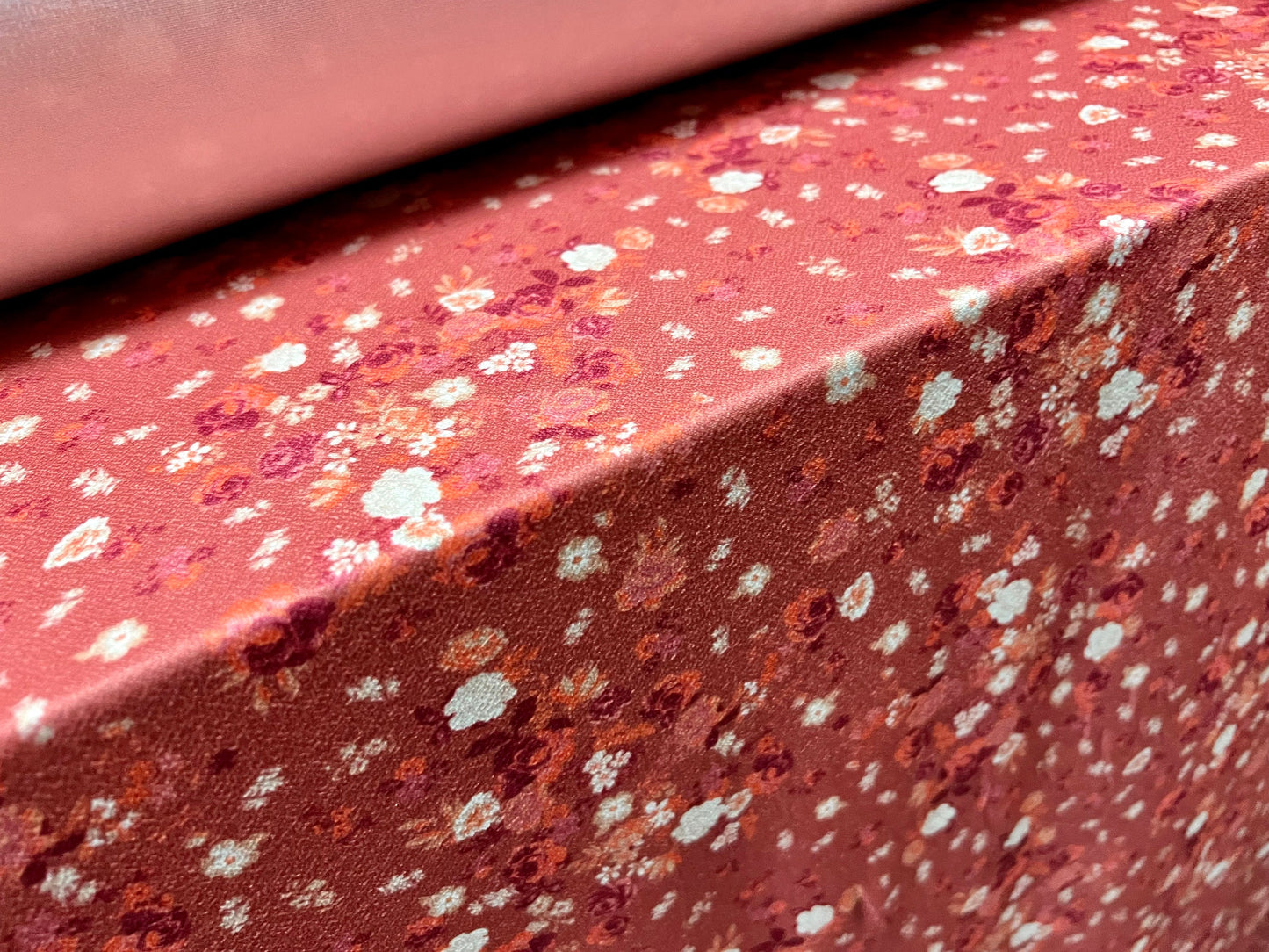 Valentino crepe spandex jersey fabric - similar to scuba - per metre - ditsy flower print - coral pink