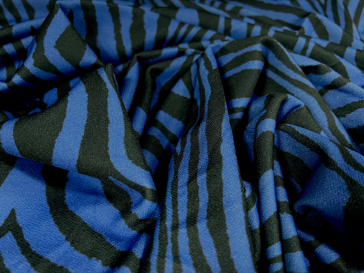 Valentino crepe spandex jersey fabric - similar to scuba - per metre - zebra print - blue