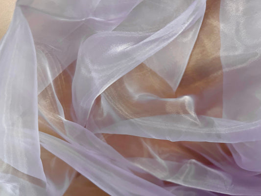 Crystal organza lightweight woven shimmer fabric, per metre - plain - lilac