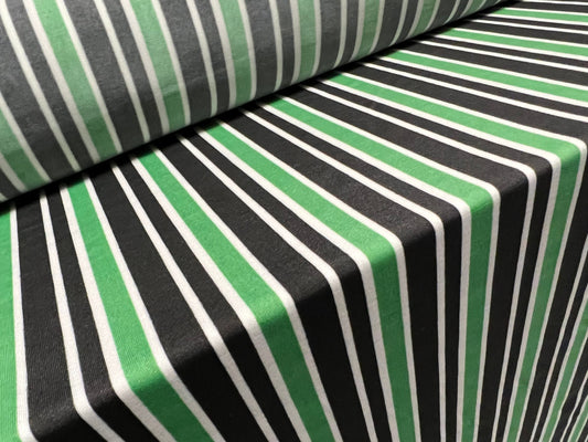 Stretch Spandex Single Jersey Fashion Fabric, Per Metre - Stripe - black & green