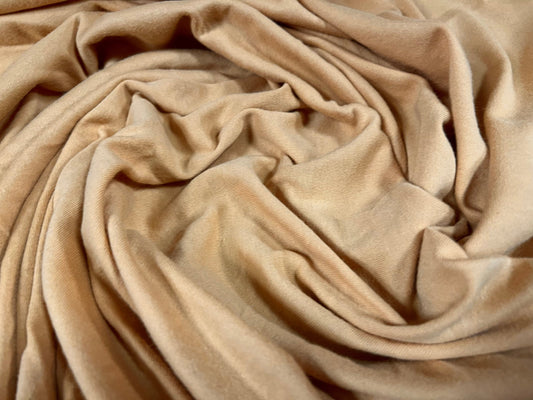 100% Cotton interlock jersey fabric, per metre - plain - sand