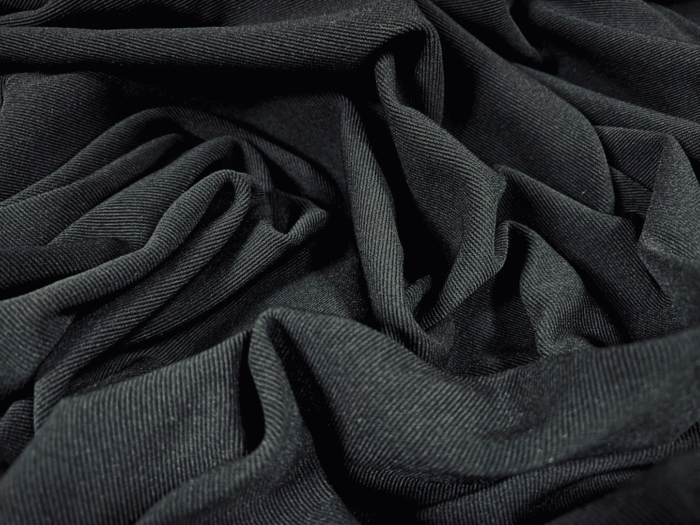 Fine Ottoman rib Stretch spandex double jersey fabric , per metre - plain - black