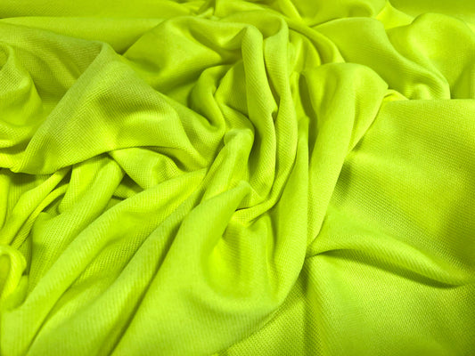 Double jersey stretch spandex fabric, per metre - plain - fluorescent lime