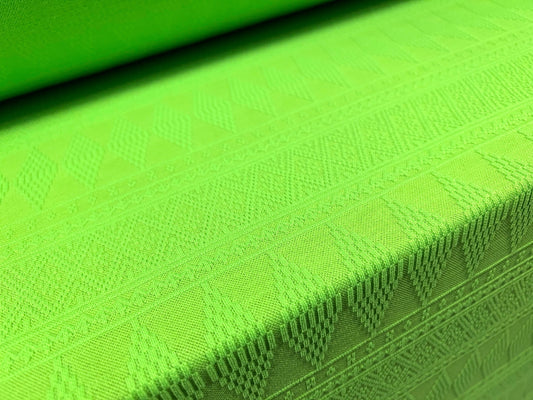 Jacquard double jersey stretch spandex fabric, per metre - Aztec stripe design - neon lime