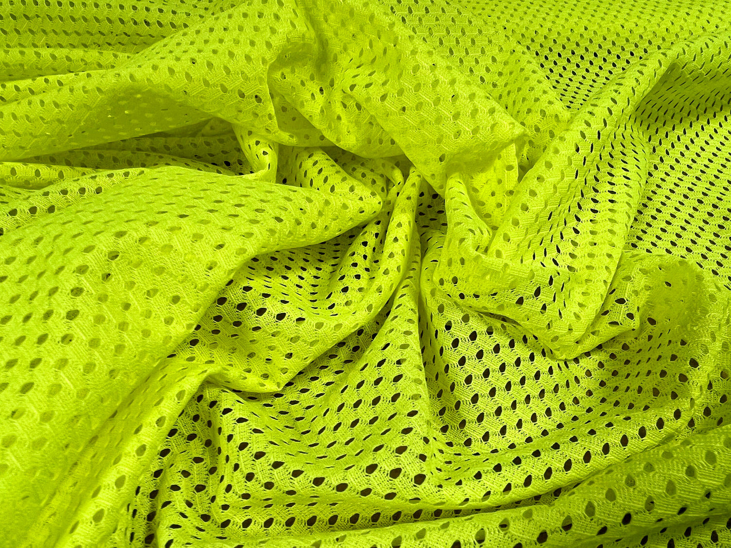 Airtex mesh eyelet fabric, per metre - plain - fluorescent yellow