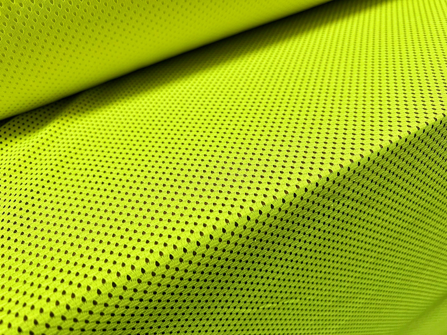 Airtex mesh eyelet fabric, per metre - plain - fluorescent yellow