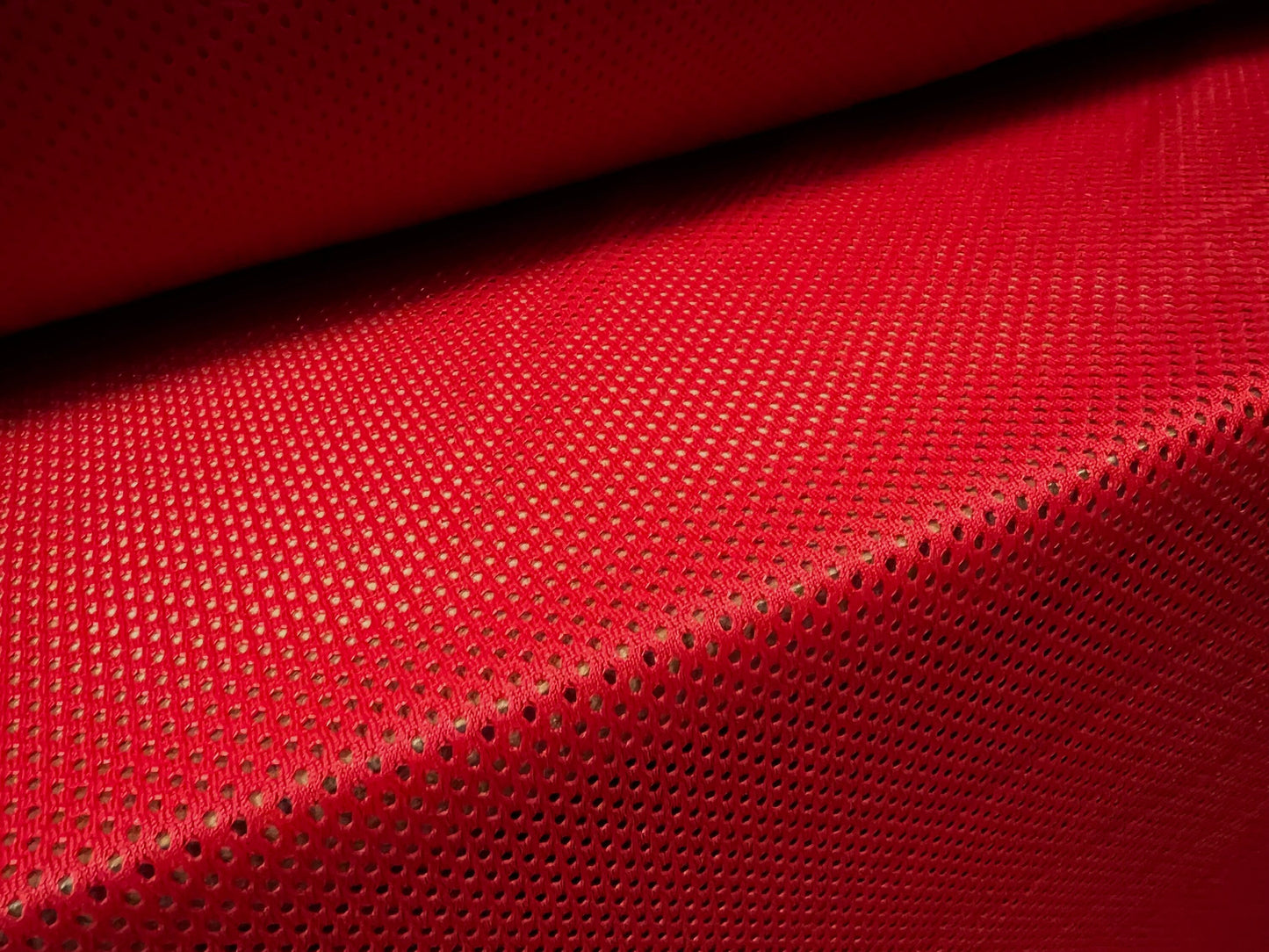 Airtex mesh eyelet fabric, per metre - plain - red