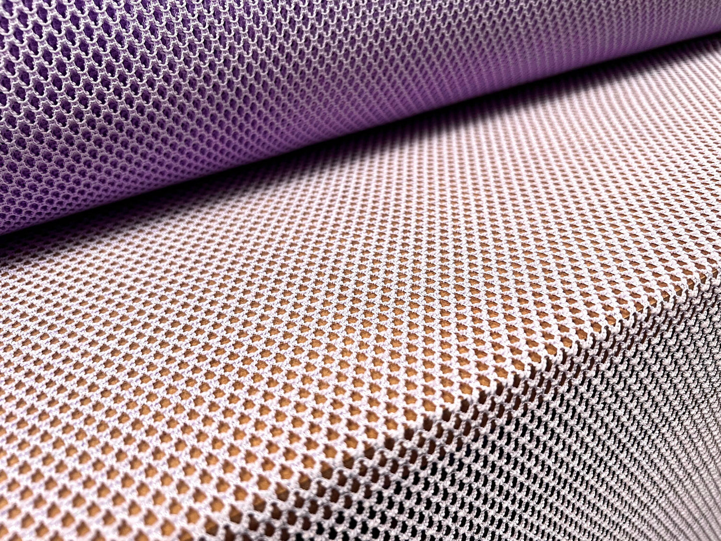 Stretch fishnet mesh jersey fabric, per metre - lilac