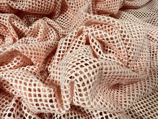 Fishnet stretch mesh jersey fabric, per metre - plain - blush