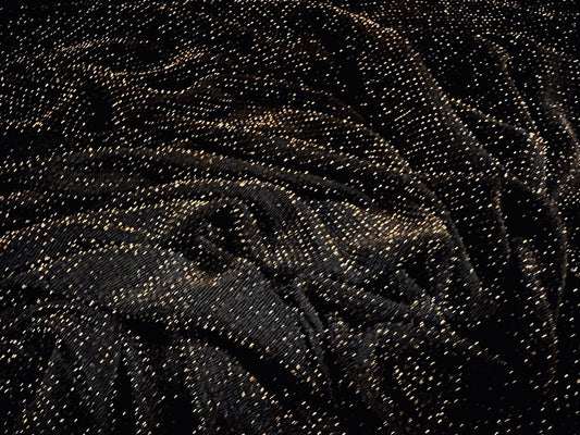 Metallic slinky stretch spandex jersey fabric, per metre - black & gold lurex