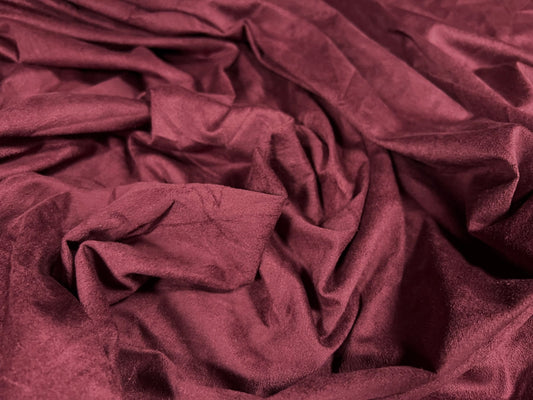 Faux suede stretch spandex jersey fabric, per metre - plain - wine