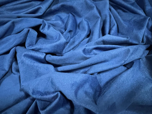 Faux suede stretch spandex jersey fabric, per metre - plain - royal blue