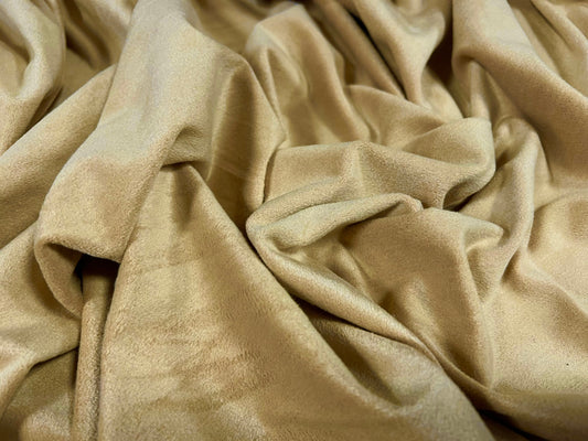 Faux suede stretch spandex jersey fabric, per metre - plain - golden tan