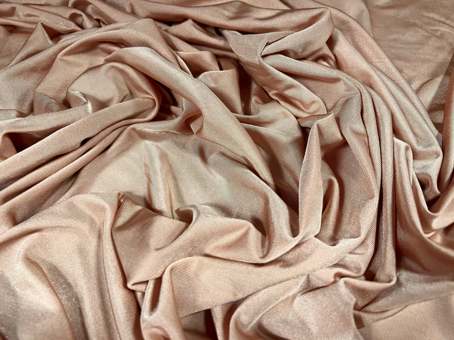 Disco shimmer Spandex stretch jersey fabric, per metre -  plain - nude