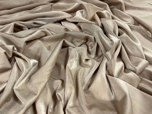 Disco shimmer Spandex stretch jersey fabric, per metre -  plain - oyster