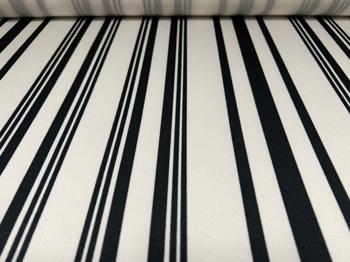 Valentino crepe spandex jersey fabric - similar to scuba - per metre - stripes print - black & white