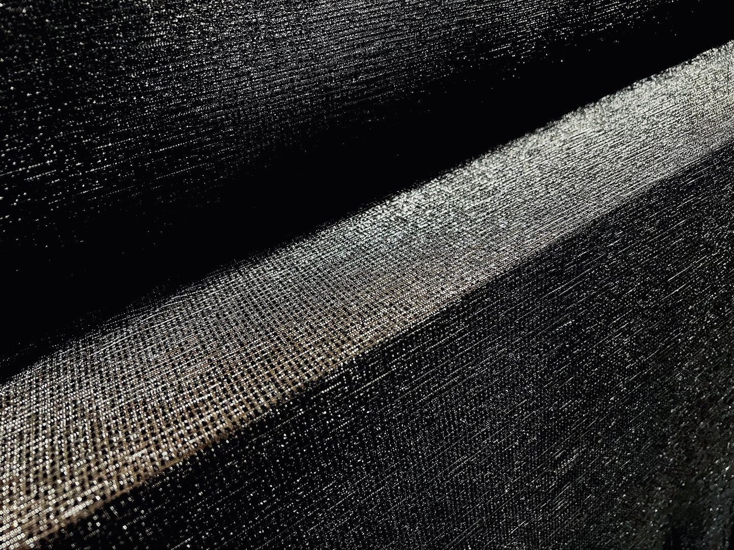 Moonlight shimmer metallic mesh net fabric, per metre - black & silver lurex