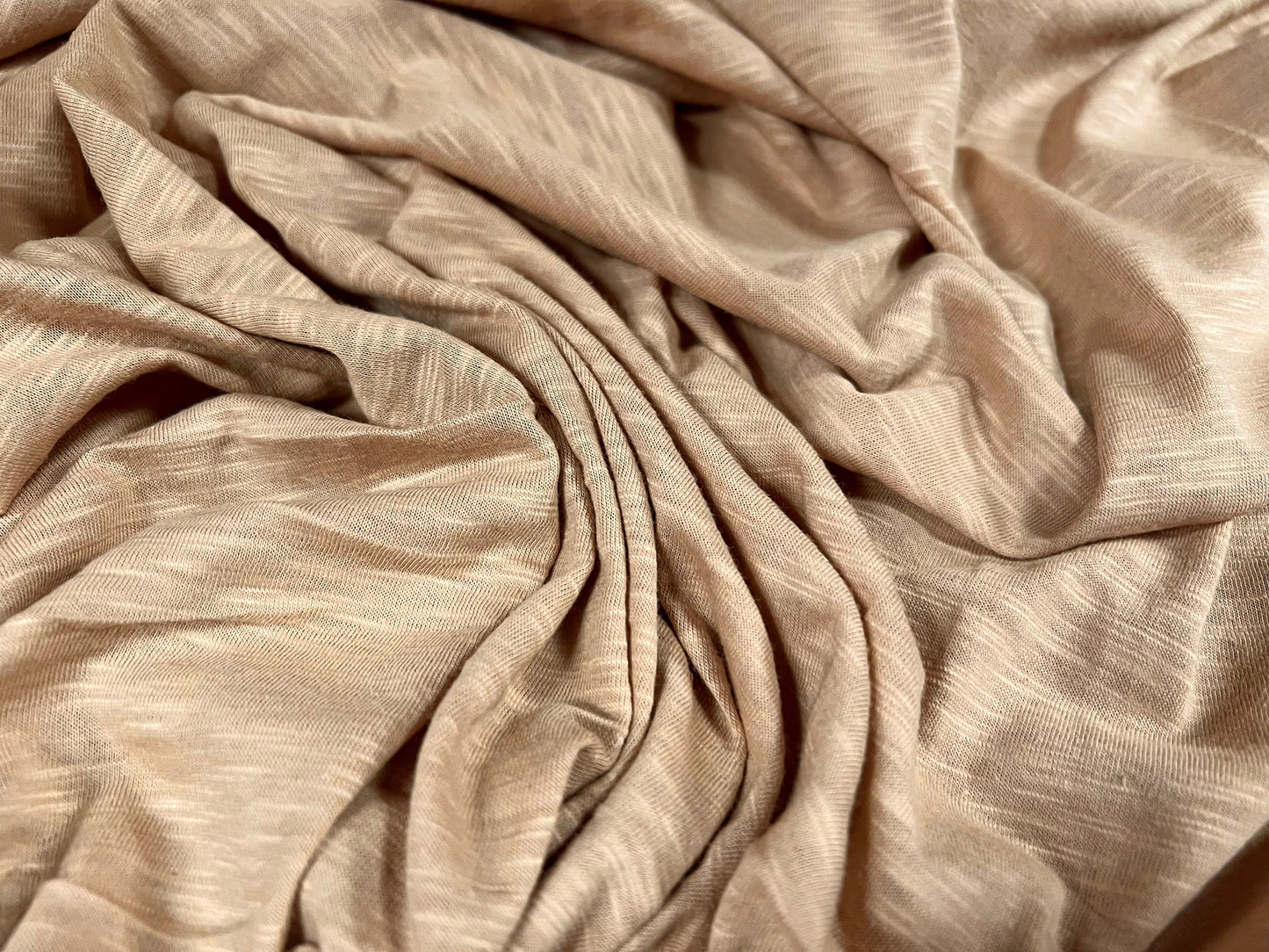 Viscose single jersey Slub fabric, per metre - plain - stone