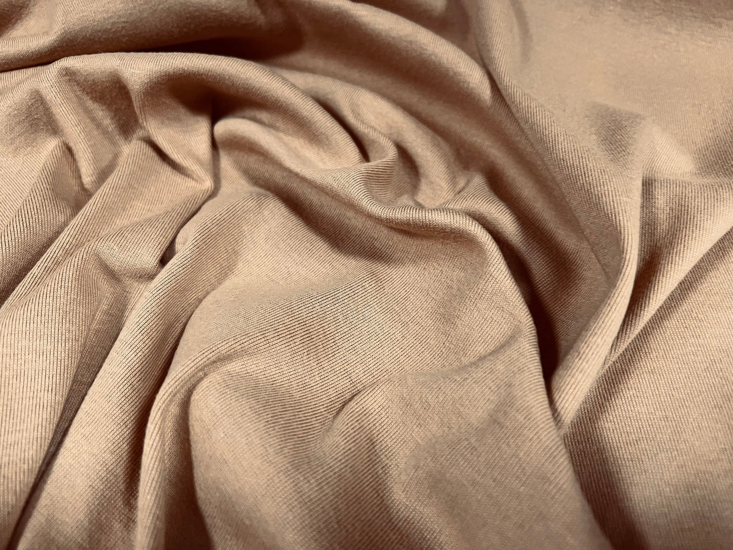 Cotton single jersey fabric, per metre - plain - stone