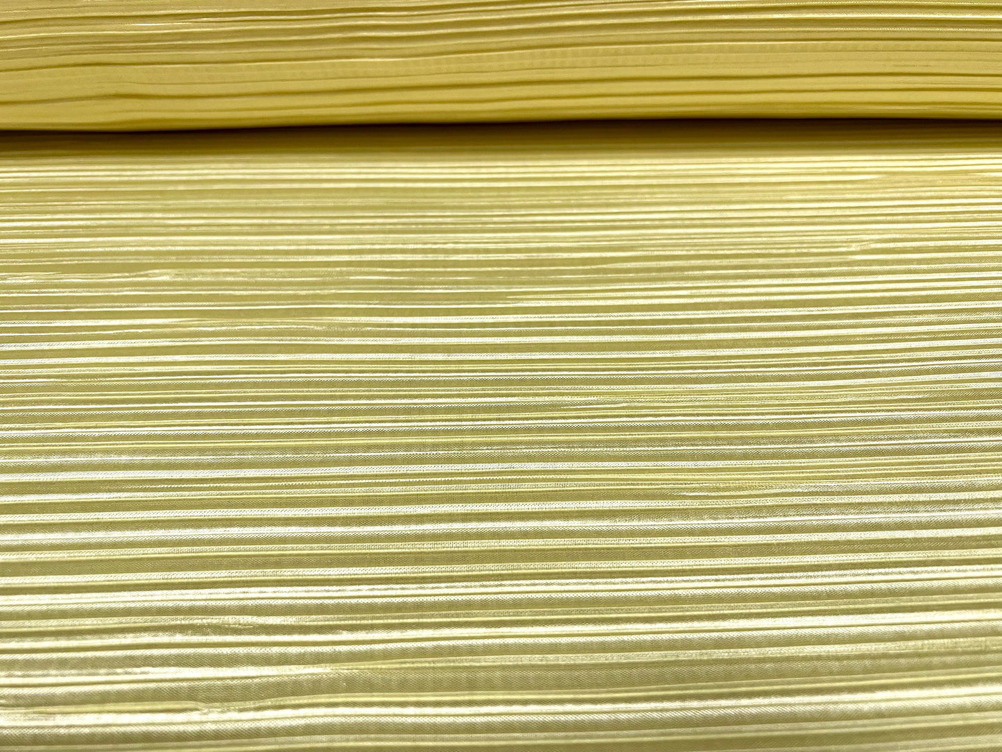 Plissé stretch spandex pleated satin dress fabric, per metre - plain - lemon