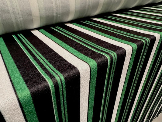 Valentino crepe spandex jersey fabric - similar to scuba - per metre - Stripe print - green black & white