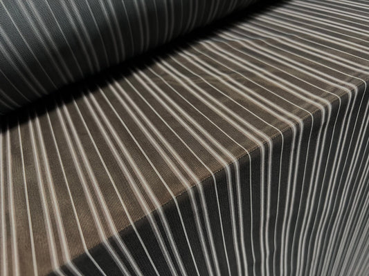 Power mesh net stretch spandex fabric, per metre - stripe print - grey