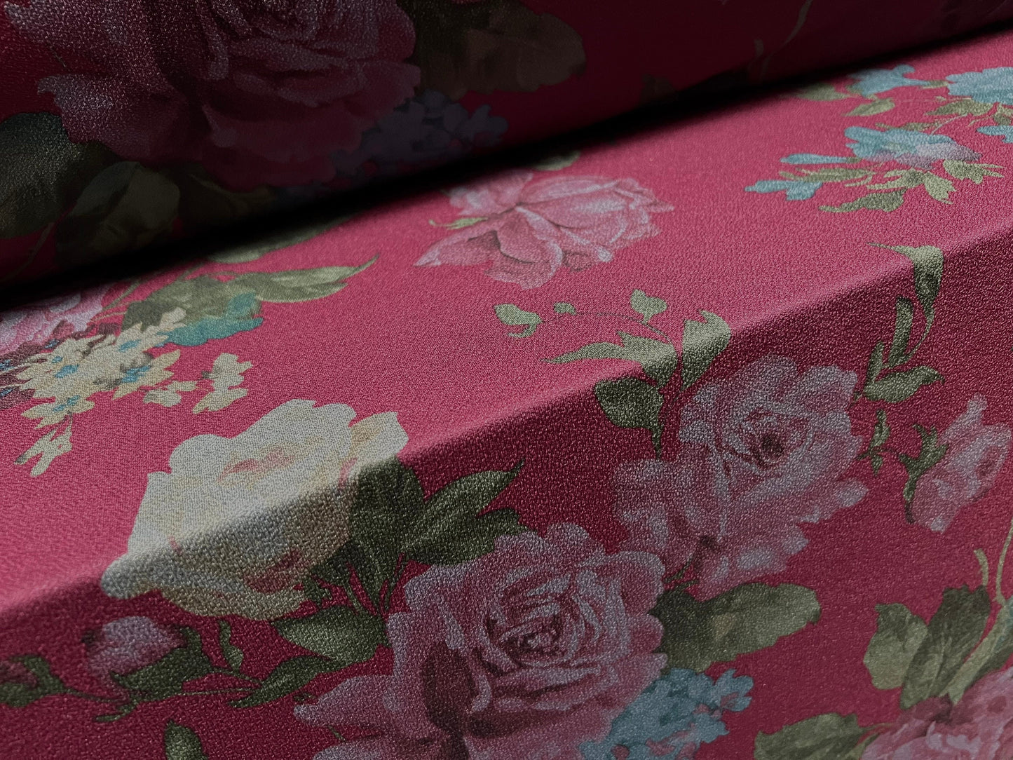 Valentino scuba style stretch jersey fabric, per metre - rose flower print - plum