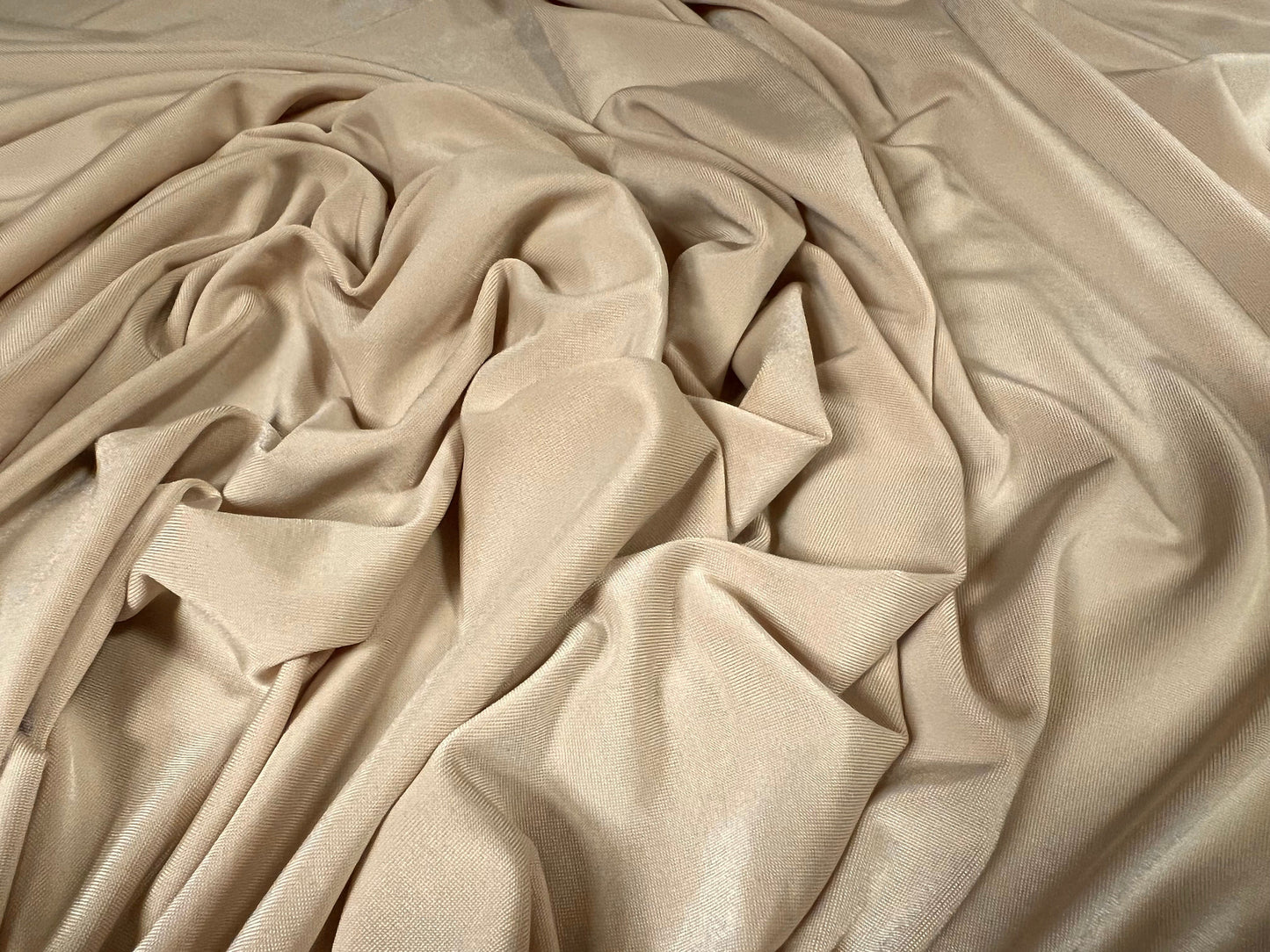 Soft touch spandex stretch jersey dress fabric, per metre - plain - dark cream