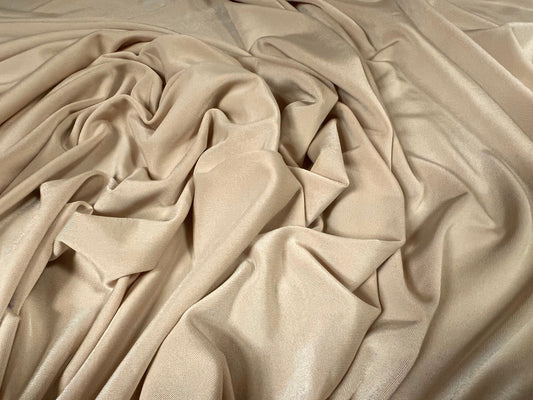 Soft touch spandex stretch jersey dress fabric, per metre - plain - dark cream