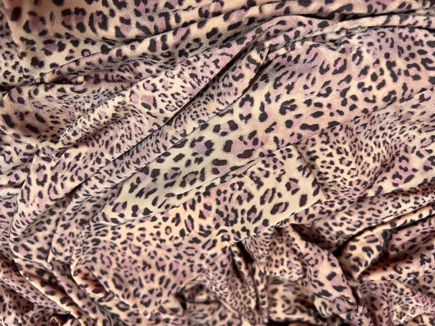 Soft touch Stretch spandex jersey fabric, per metre - small Leopardskin print - violet & nude