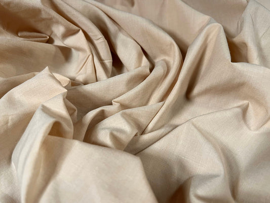 Cotton blend woven shirt blouse fabric, per metre - plain - dark cream