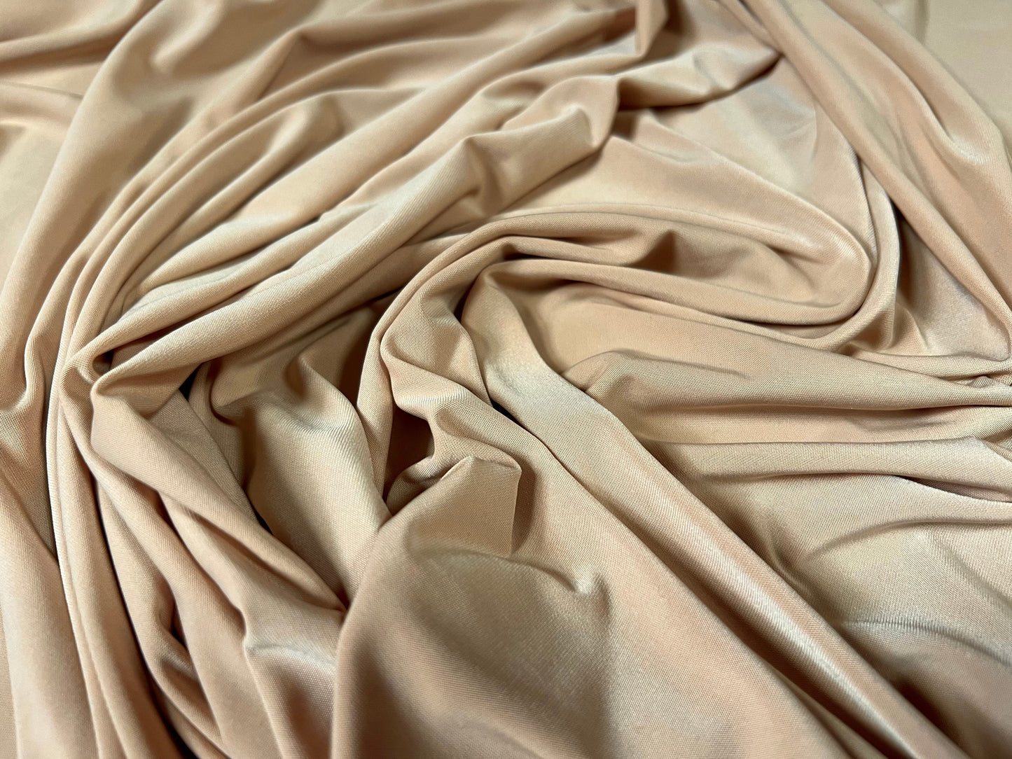 Soft touch spandex stretch jersey dress fabric, per metre - plain - cream