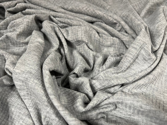 Soft stretch spandex rib jersey fabric, per metre - grey marl