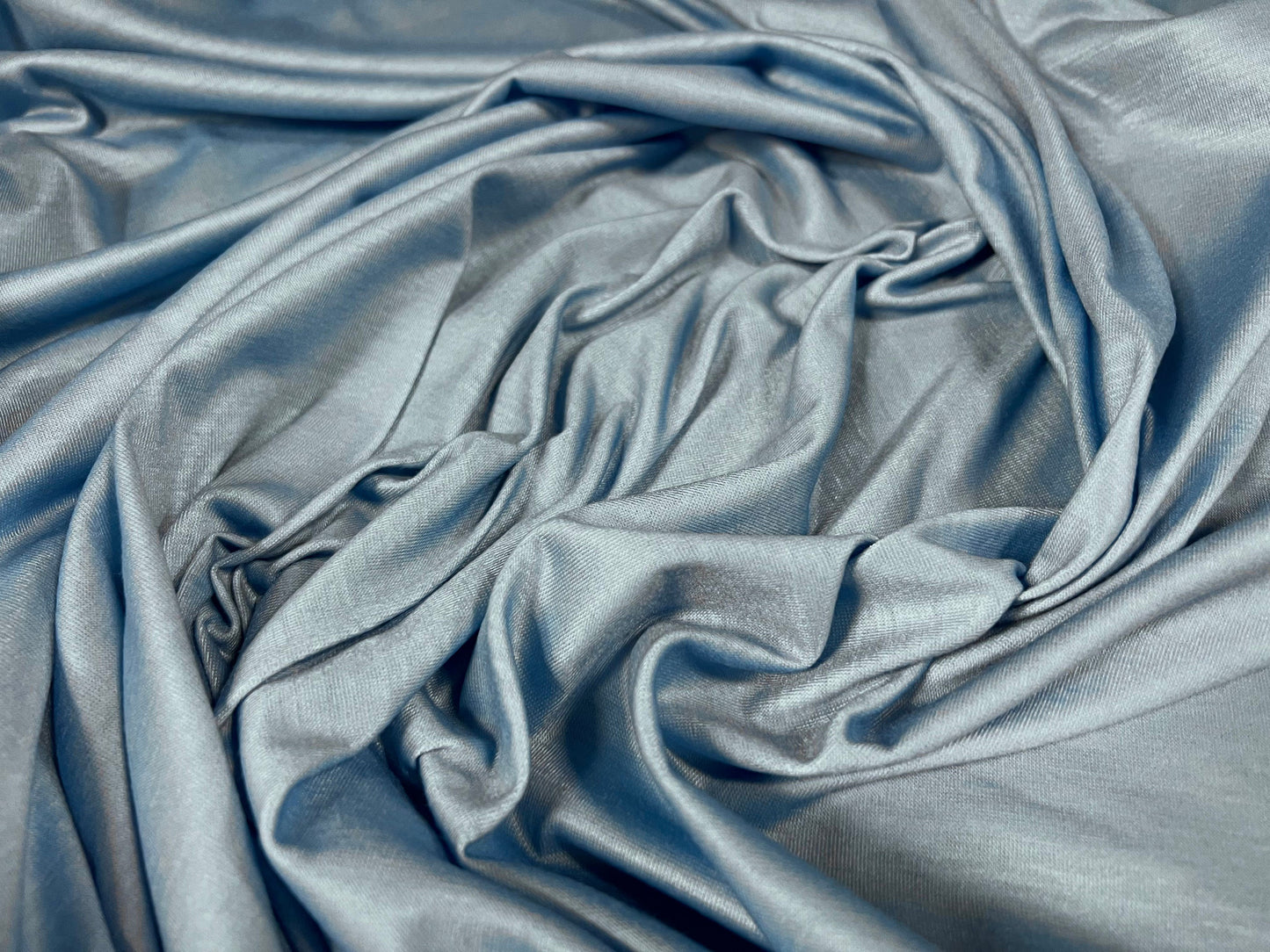 Soft handle stretch single jersey fabric, per metre - plain print - sky blue