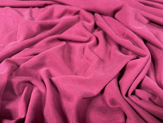 Powder touch single jersey dress fabric with comfort stretch, per metre - plain - dark fuchsia