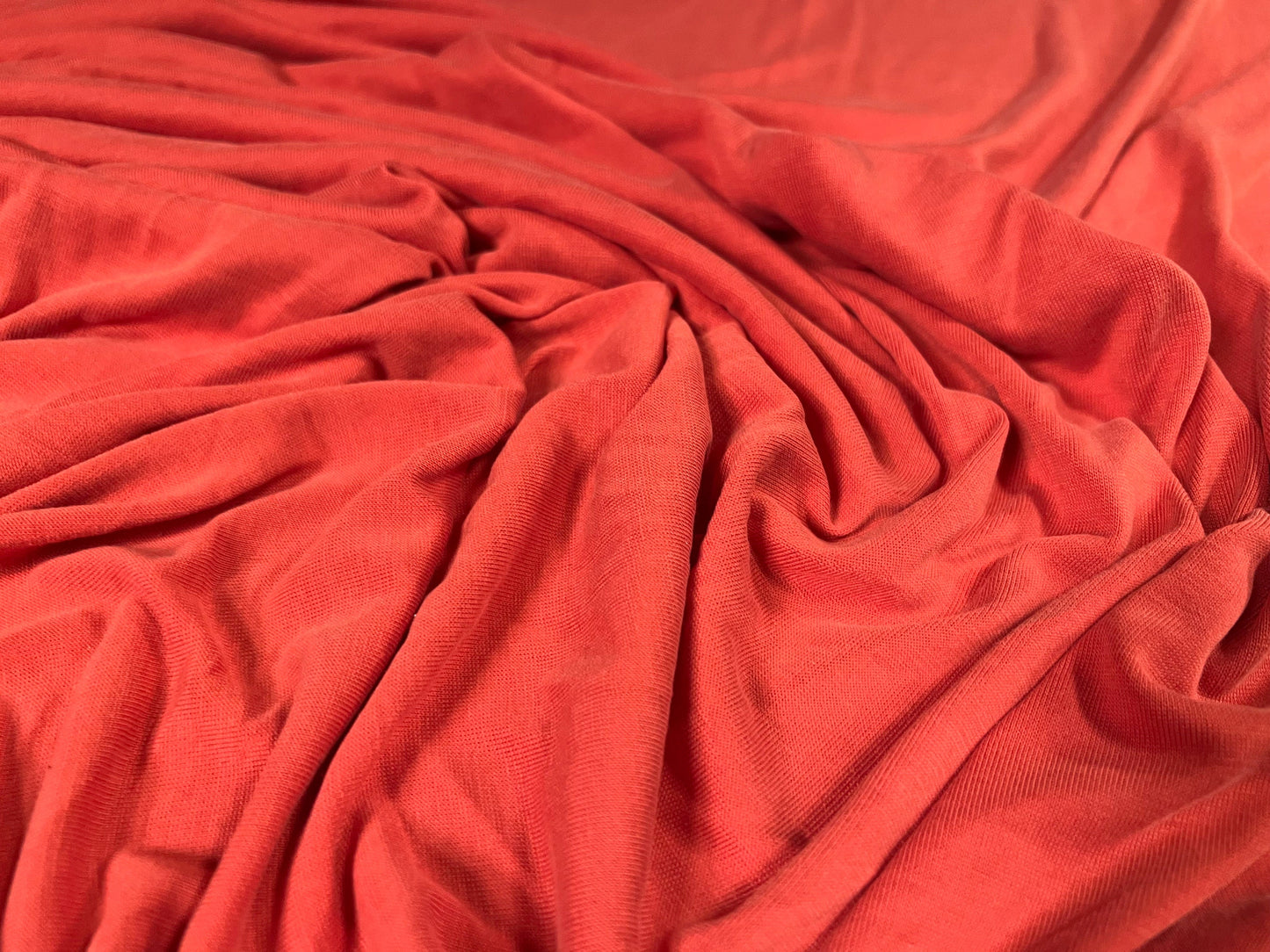 Powder touch single jersey dress fabric with comfort stretch, per metre - plain - tomato