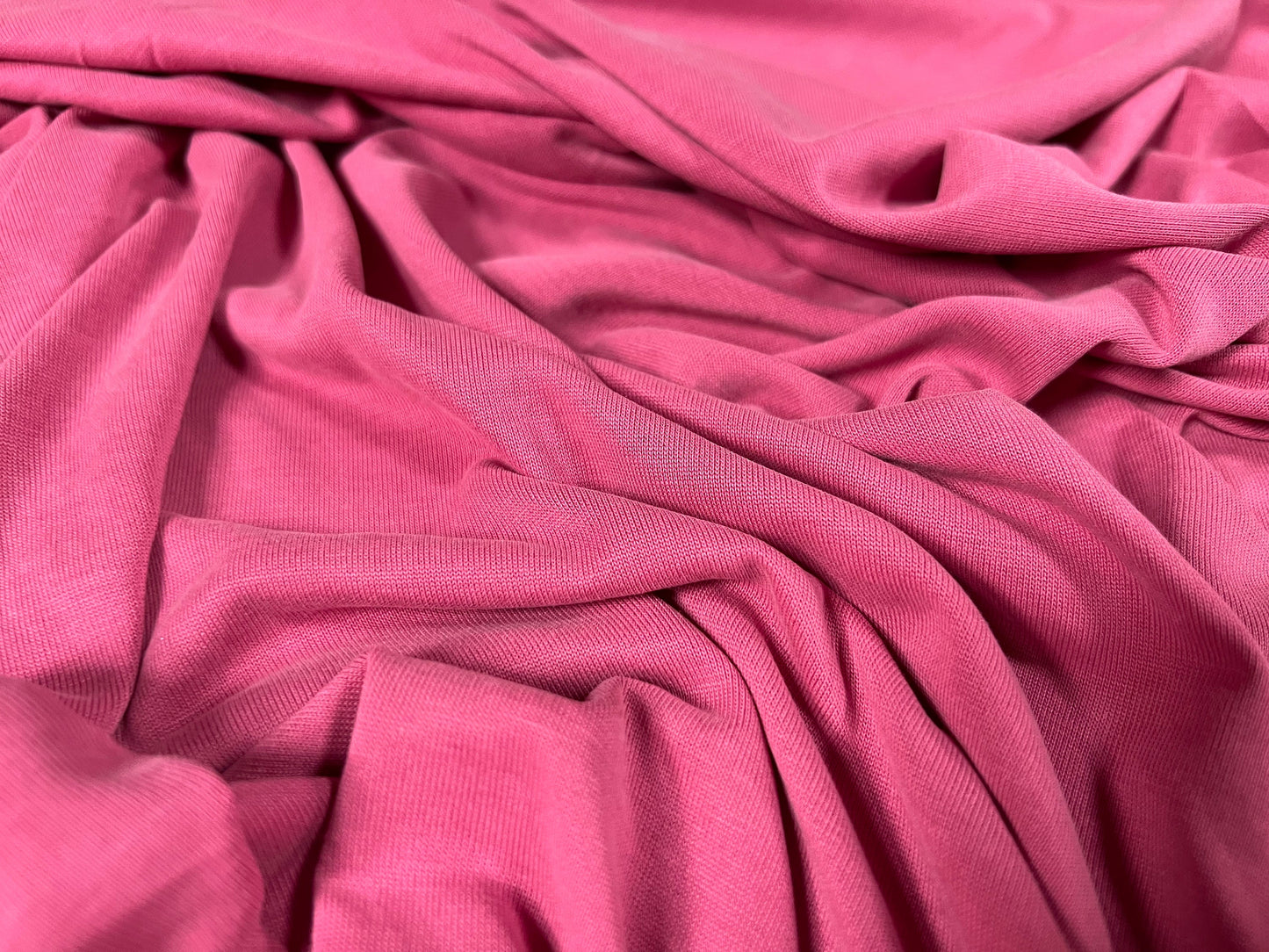 Powder touch single jersey dress fabric with comfort stretch, per metre - plain - rose