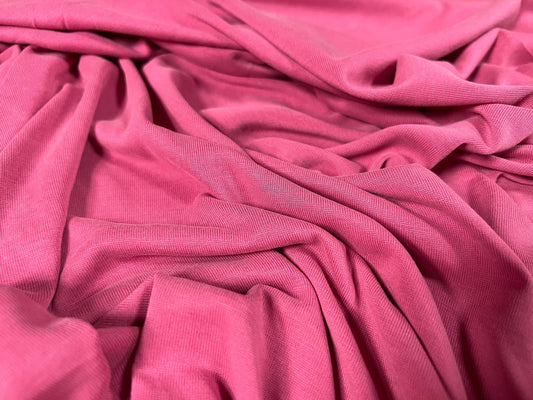 Powder touch single jersey dress fabric with comfort stretch, per metre - plain - rose