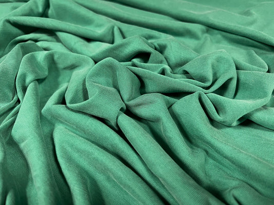 Powder touch single jersey dress fabric with comfort stretch, per metre - plain - jade green