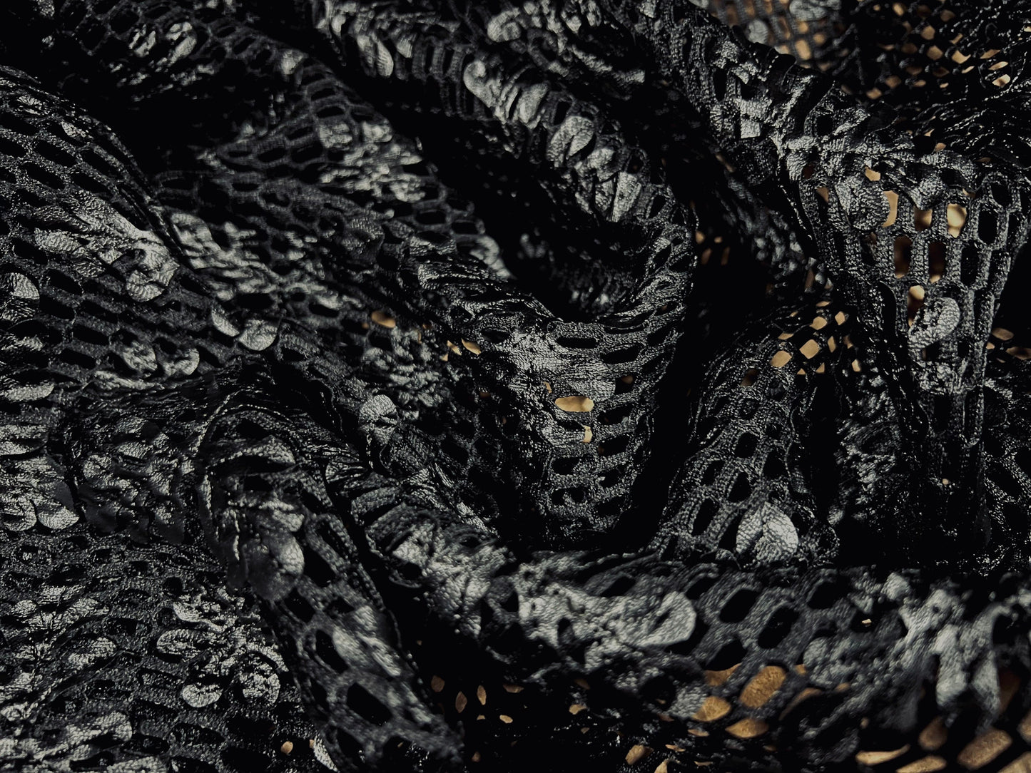 Couture fabric, per metre - 3D scuba mesh with floral appliqué - black on black