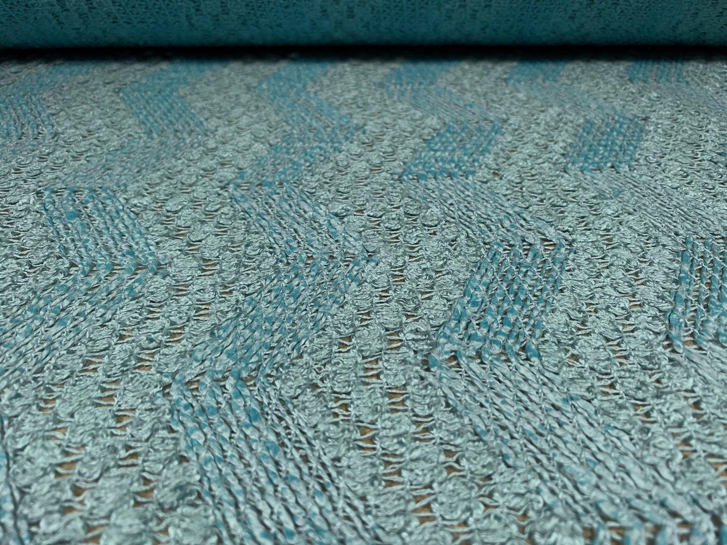 Wool blend heavyweight bouclé knitwear fabric, per metre - blue